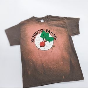 Gildan Bleach Dye Schrute Farms | The Office T-Shirt | Unisex Large